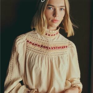 Sezane Satya Blouse Ecru Multicolor - Size 10